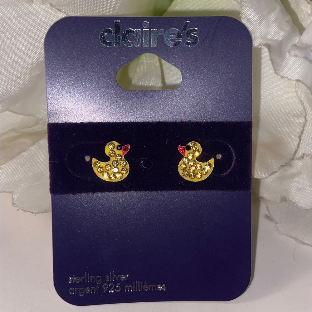 Claire's Yellow Duck Earrings Stud